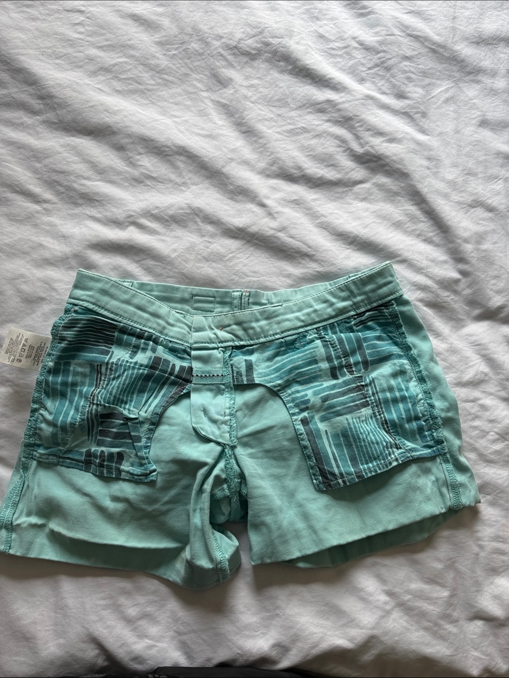 Anthropologie Mint Green Rolled-Hem Cotton Shorts - Picture 5 of 6